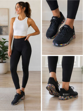 NOBULL Trainer Black Confetti Sole Training Shoes Women's 8.5 CrossFit Gym